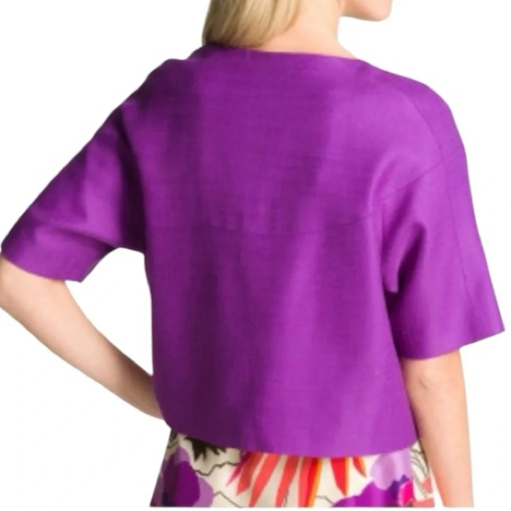 KATE SPADE Micah Short Sleeved Cropped Open Front Jacket with Pockets size 2